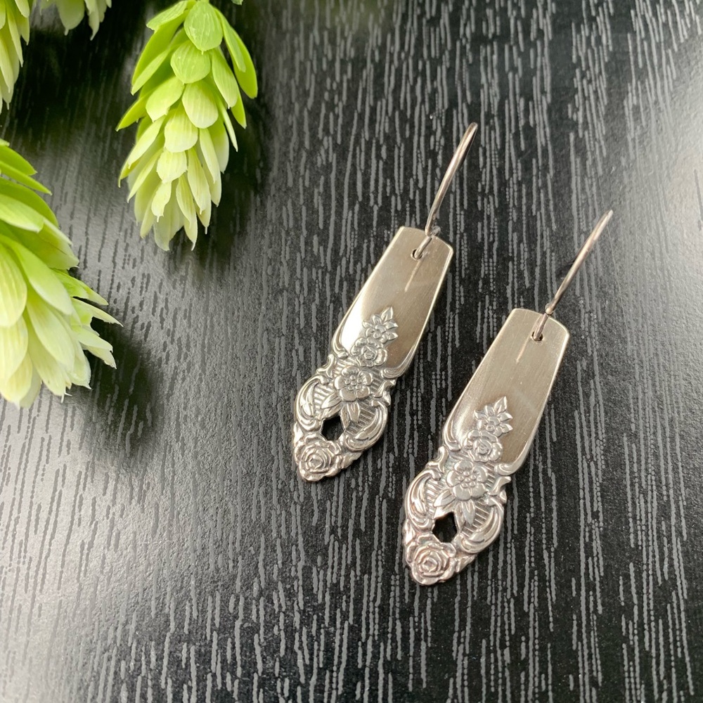 Spoon Earrings Jewelry Artisan Handmade Silver Plate Vintage Mid …
